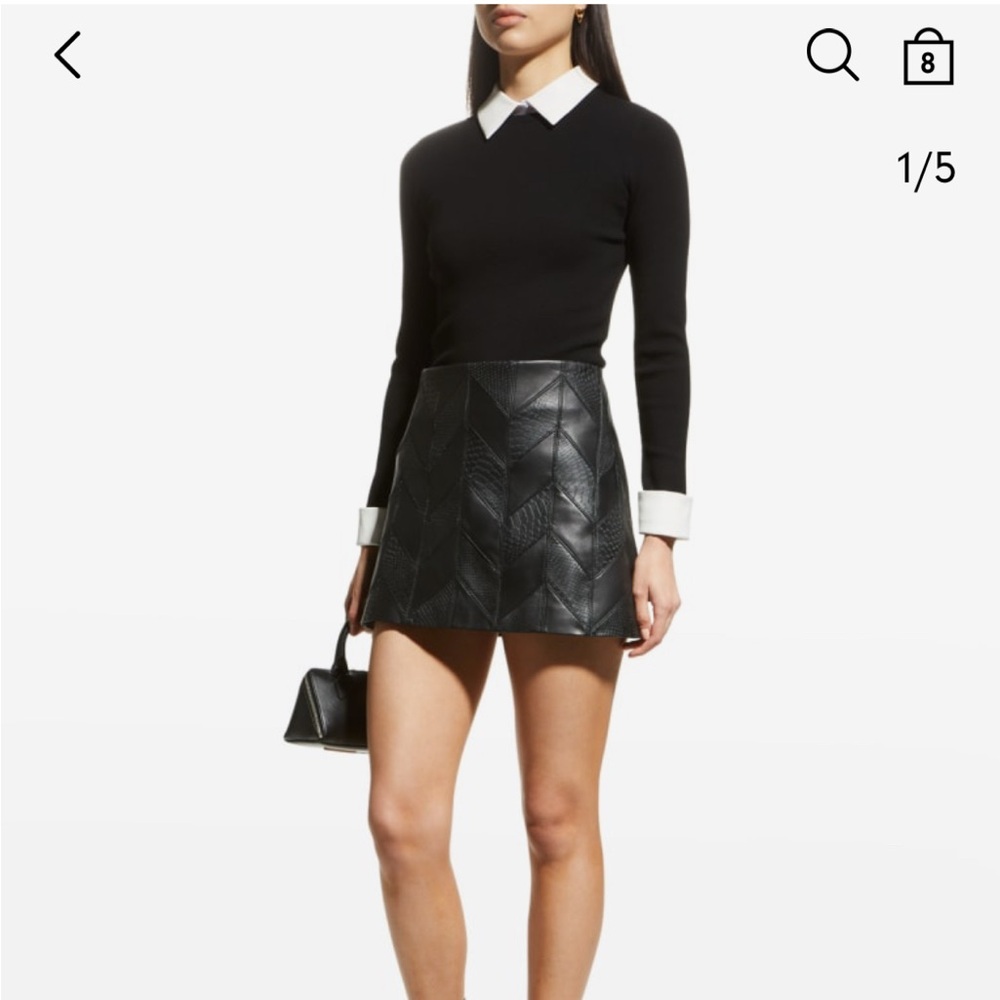 Alice + Olivia Animal Embossed Riley Patchwork Mini Skirt genuine leather